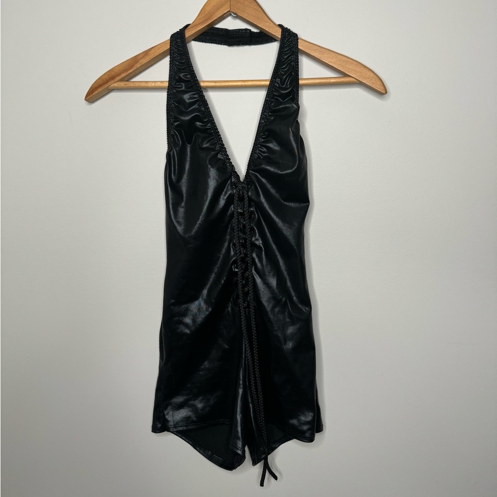 LEATHER PLAYSUIT